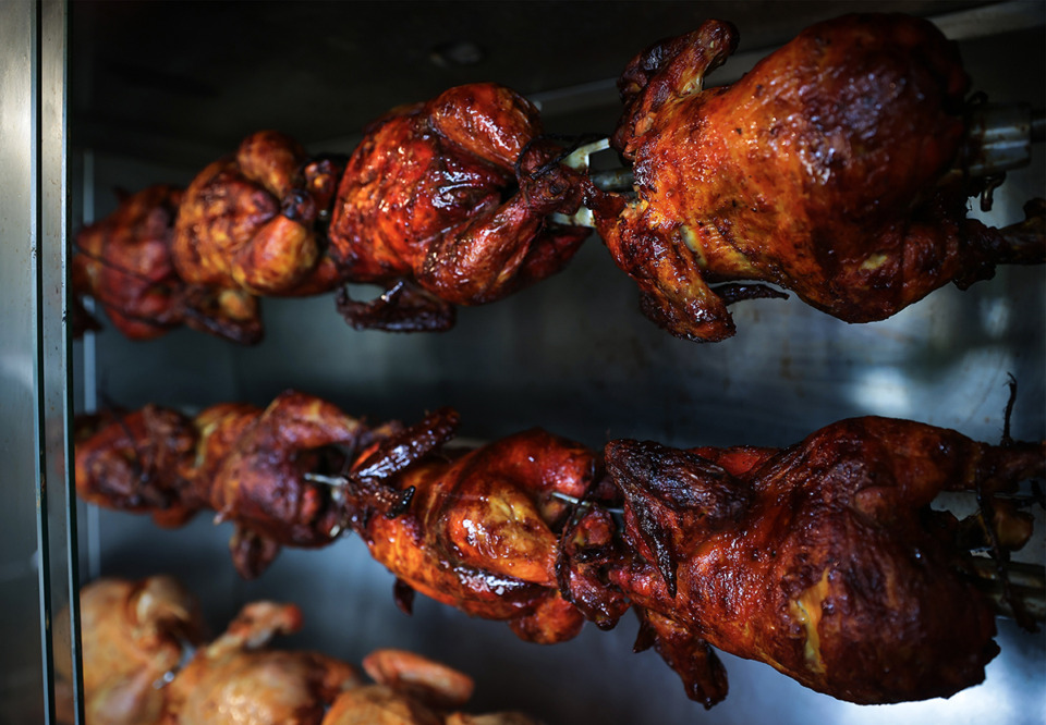 <strong>The rotisserie chicken oven&nbsp;can cook up to 40 chickens at a time at El Pollo Latino on Summer Avenue.</strong> (Patrick Lantrip/The Daily Memphian)