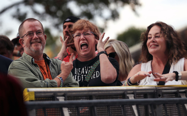 <strong>A woman sticks her fingers in her ears during Nathaniel Rateliff and the Night Sweats set at the Mempho Music Festival at the Memphis Botanic Garden's Radians Amphitheatre Oct. 2, 2021.</strong> (Patrick Lantrip/The Daily Memphian file)