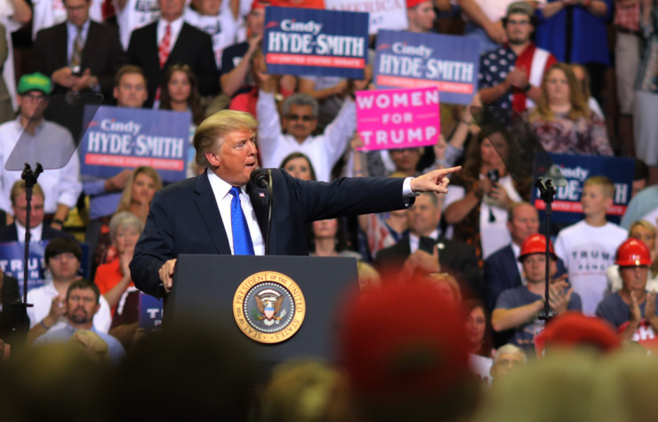 <strong>President Donald Trump delivers a stump speech for U.S. Sen. Cindy Hyde-Smith&rsquo;s election campaign at the Landers Center in Southaven Oct. 2, 2018.</strong> (Patrick Lantrip/The Daily Memphian file)
