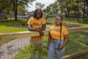 <strong>Bobby Rich III and Derravia Rich honor the deceased director of Memphis Tilth Mia Madison with Mia's Orchard in North Memphis.</strong> (Ziggy Mack/Special to The Daily Memphian)