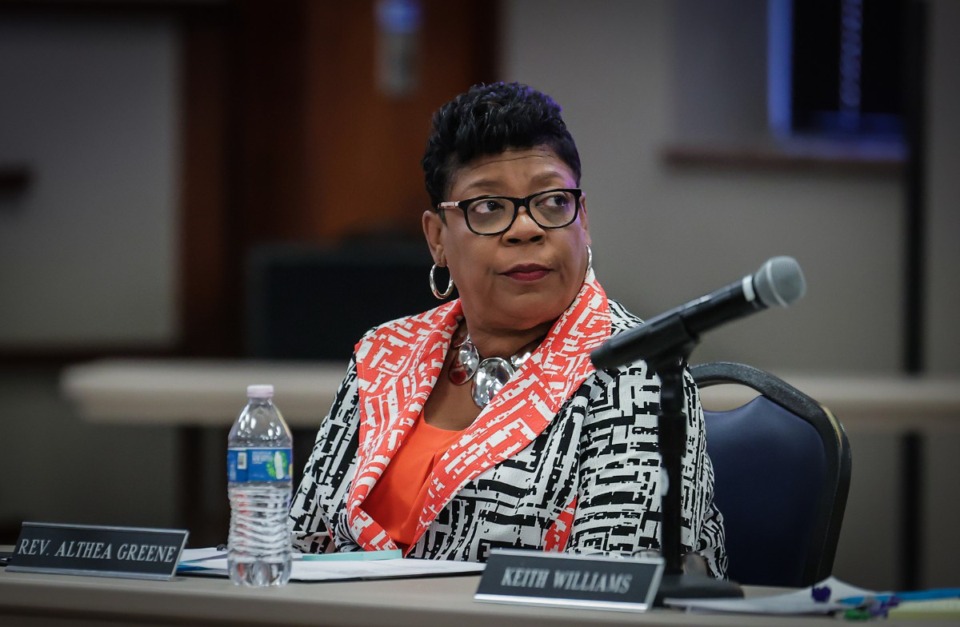 <strong>Althea Greene listens during a MSCS superintendent search retreat June 1, 2023.</strong> (Patrick Lantrip/The Daily Memphian file)