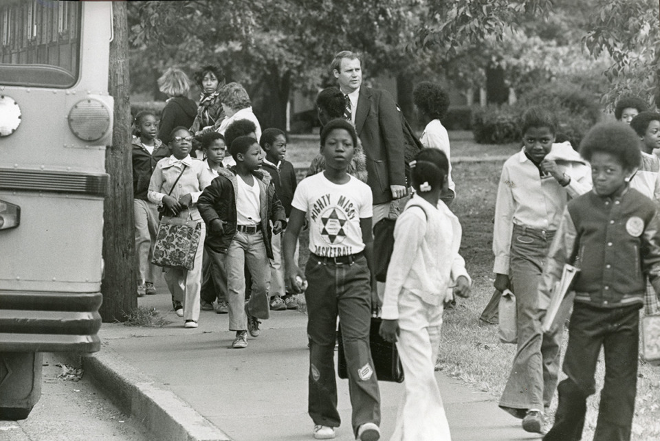 <strong>Start of the school day at White Station Elementary School 1978.</strong> (Courtesy Special Collections Department, University of Memphis Libraries)