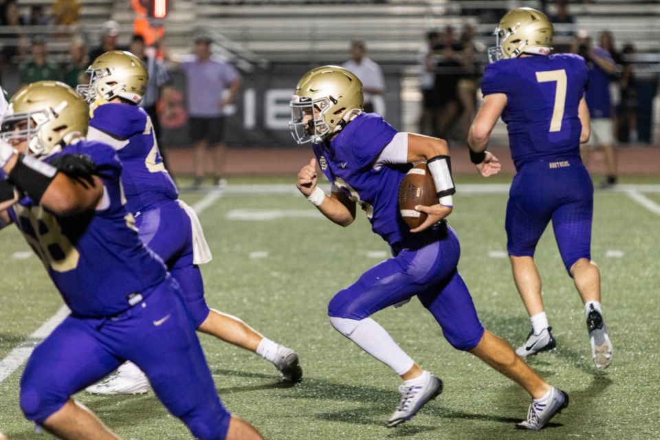 <strong>CBHS&rsquo; William Kreitz runs with the ball against visiting Briarcrest on Friday, Sept. 29, 2023.</strong> (Brad Vest/Special to The Daily Memphian)