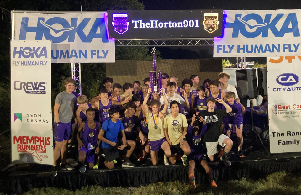<strong>Nick Dwyer&rsquo;s CBHS team won the boys title at the Frank Horton Night Classic Saturday at Shelby Farms.</strong> (David Boyd/The Daily Memphian)