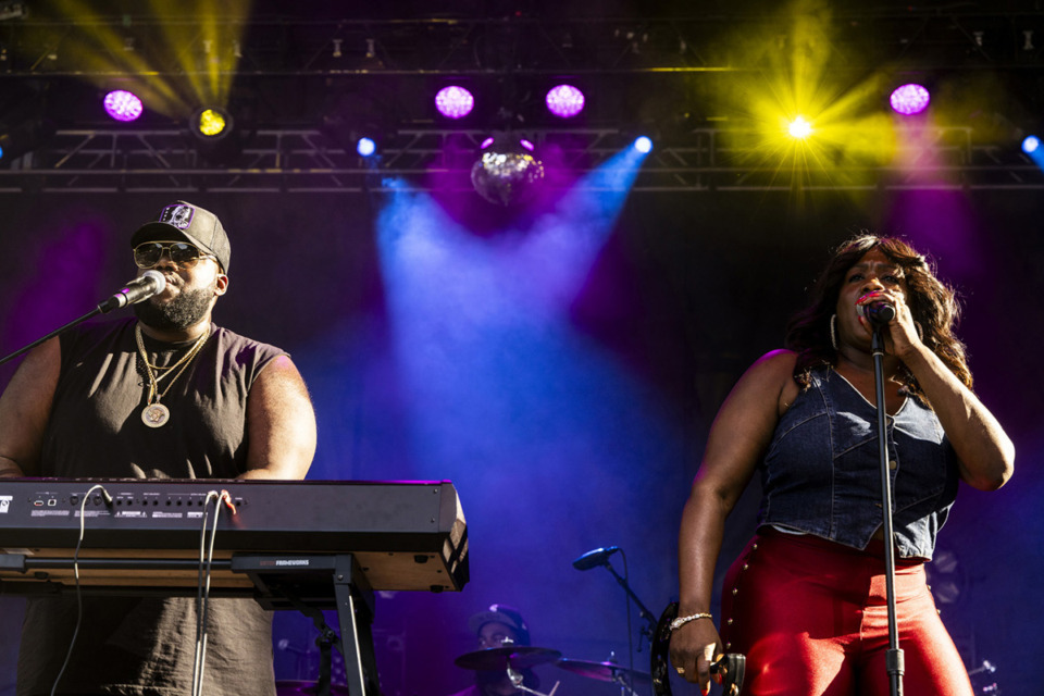 <strong>The War and Treaty&rsquo;s Michael Trotter Jr. and Tanya Trotter perform at the Mempho Music Festival on Sunday, Oct. 1. &ldquo;The city of Memphis is really special to Tan and I,&rdquo;&nbsp;Michael Trotter Jr. (left) said.</strong> (Brad Vest/Special to The Daily Memphian)