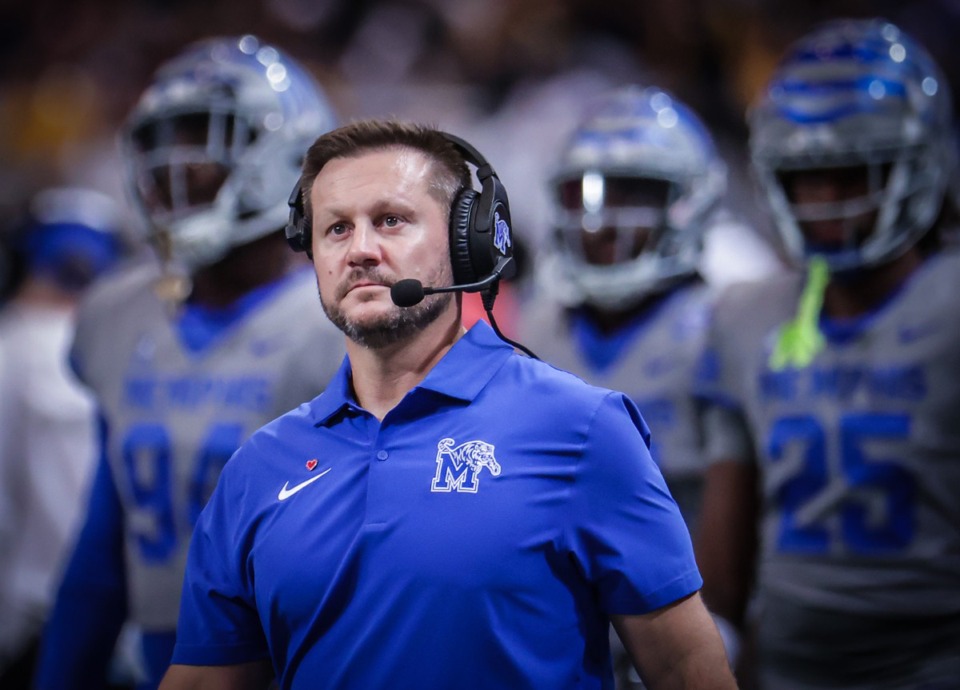 <strong>University of Memphis head coach Ryan Silverfield watches his team from the sidelines during a Sept. 23, 2023 game against the University of Missouri in St. Louis.</strong> (Patrick Lantrip/The Daily Memphian)