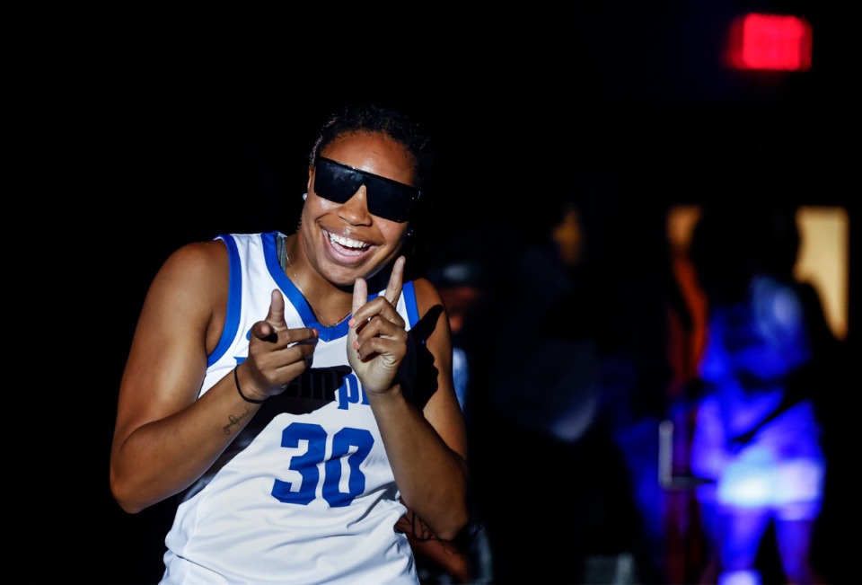 <strong>Lady Tigers forward Alasia Smith is introduced during Memphis basketball&rsquo;s Student Madness event on Wednesday, Oct. 4, 2023.</strong> (Mark Weber/The Daily Memphian)