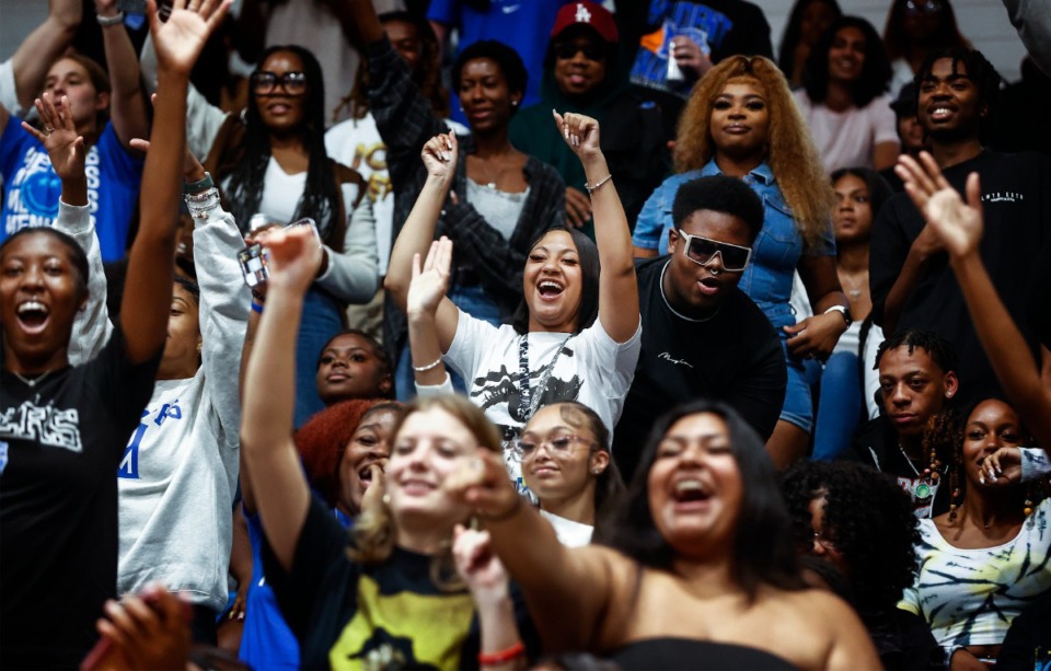 <strong>University of Memphis students dance during Memphis basketball&rsquo;s Student Madness event on Wednesday, Oct. 04, 2023.</strong> (Mark Weber/The Daily Memphian)