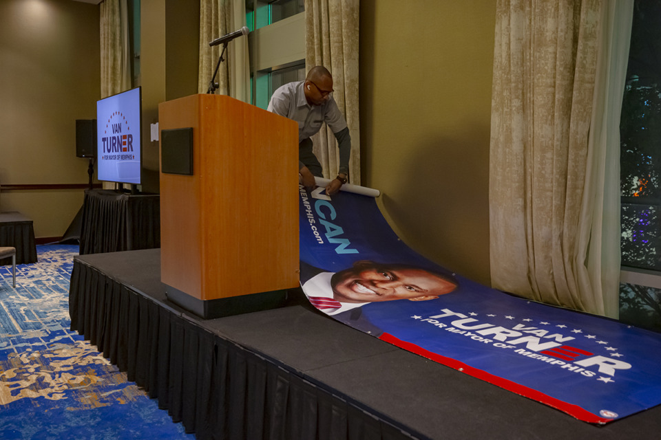 <strong>Cleanup begins after Van Turner&rsquo;s watch party at the Westin Hotel in Downtown Memphis on Thursday, Oct. 5, 2023.</strong> (Ziggy Mack/Special to The Daily Memphian)