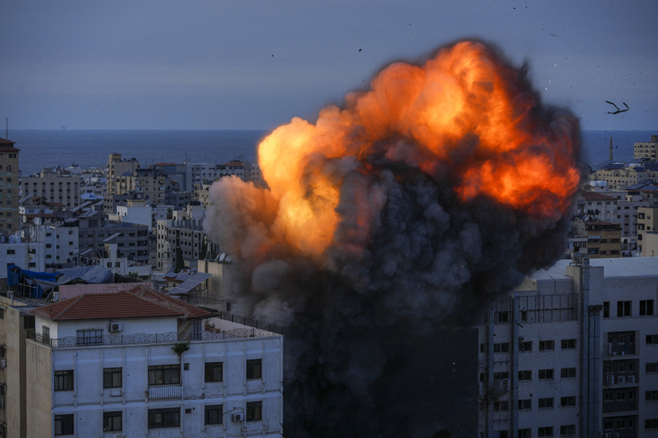 <strong>Fire and smoke rise following an Israeli airstrike, in Gaza City, Sunday, Oct. 8, 2023. The militant Hamas rulers of the Gaza Strip carried out an unprecedented, multi-front attack on Israel at daybreak Saturday, firing thousands of rockets as dozens of Hamas fighters infiltrated the heavily fortified border in several locations, killing hundreds and taking captives. Palestinian health officials reported scores of deaths from Israeli airstrikes in Gaza.</strong> (Hatem Moussa/AP Photo)