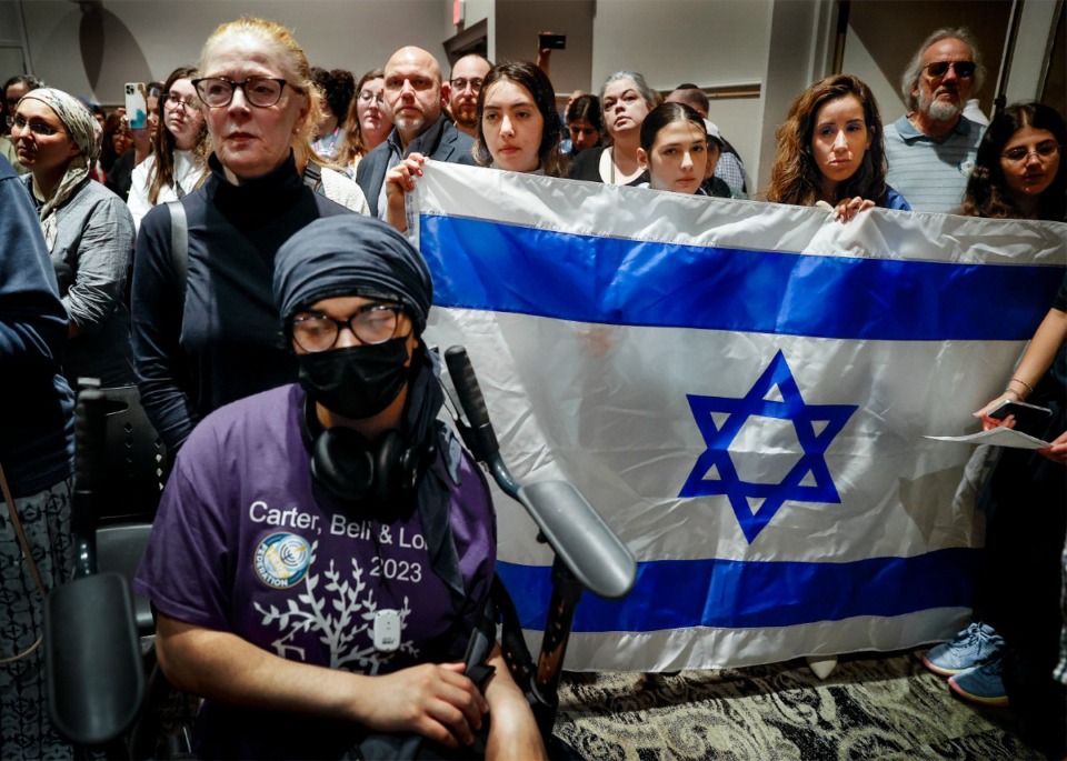<strong>Participants attend a Community Solidarity Gathering to show support for Jewish community members after the recent attacks in Israel, on Wednesday, Oct. 11, 2023, at the Memphis Jewish Community Center.</strong> (Mark Weber/The Daily Memphian)