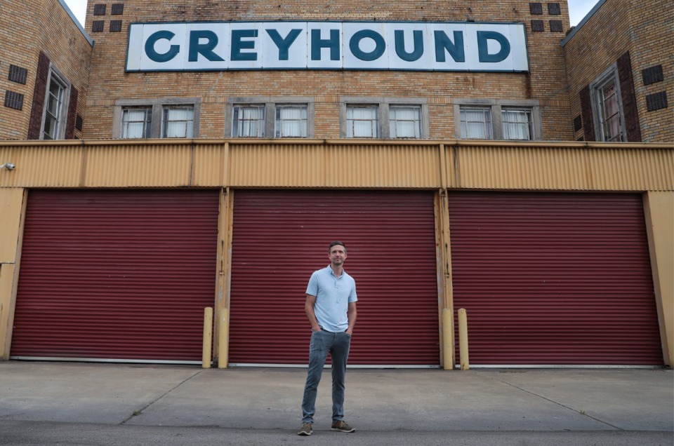 <strong>Bill Ganus, of November 6 Investments LLC, stands in front of the historic Greyhound Bus Station and Schlitz Brewery site at 525 N. Main Street July 13, 2022</strong>. (Patrick Lantrip/Daily Memphian file)