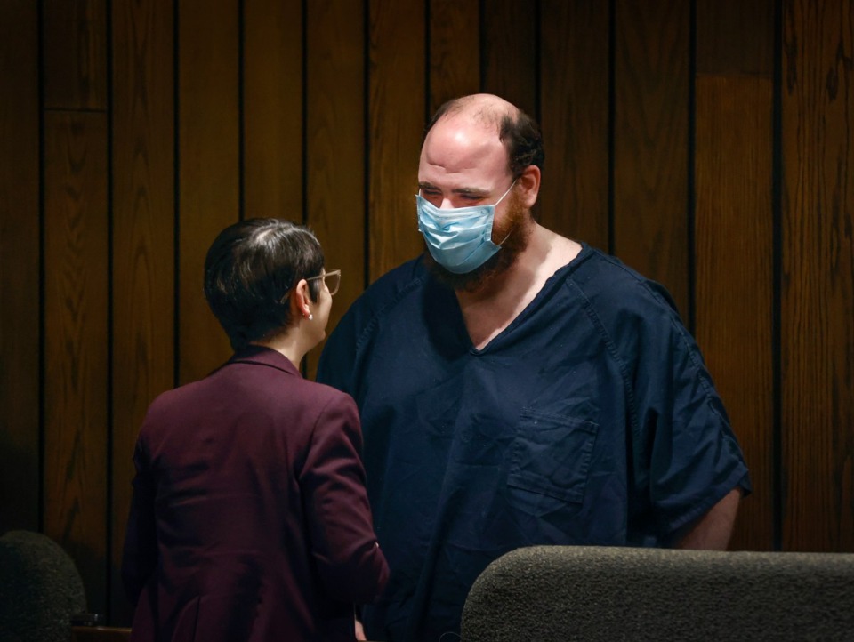 <strong>Joel Bowman (right) appears in the courtroom of Judge Karen Massey (not pictured) on Thursday, October 12, 2023</strong>. (Mark Weber/The Daily Memphian)