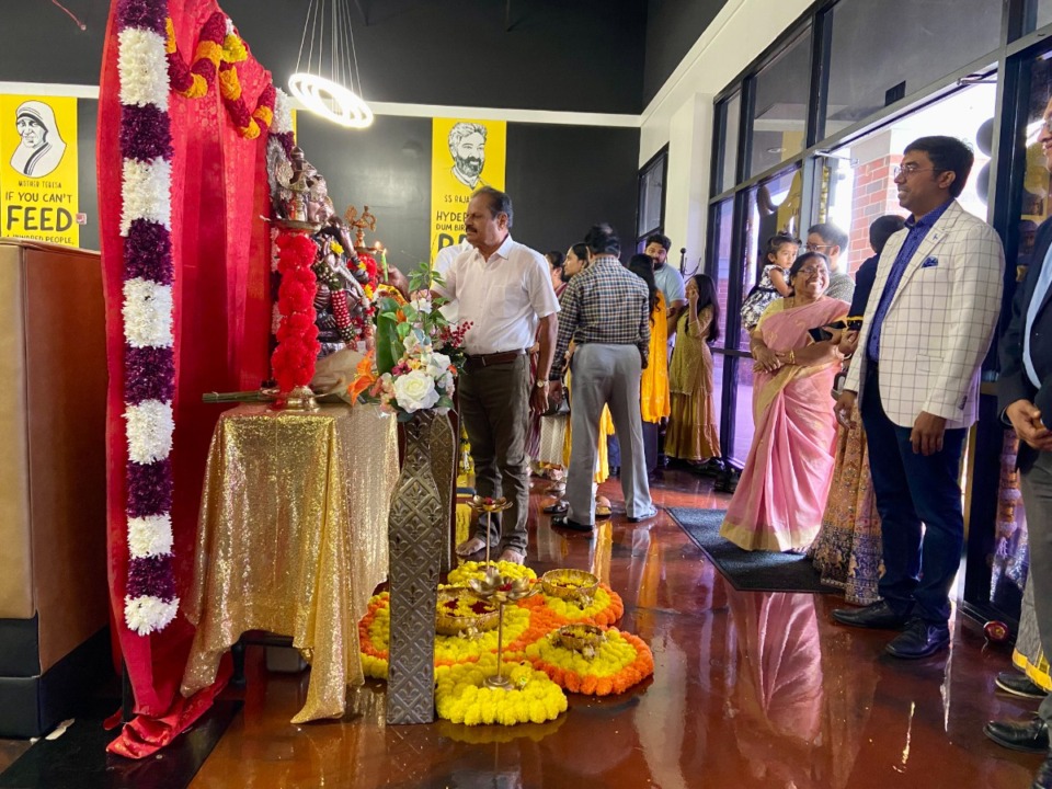 <strong>Cafe India's grand opening included a traditional prayer service on Oct. 15, 2023.</strong> (Joshua Carlucci/Special to The Daily Memphian)