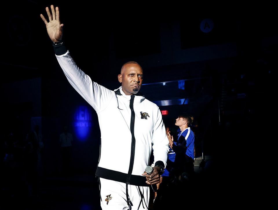 <strong>Tigers head coach Penny Hardaway is introduced during Memphis basketball&rsquo;s Student Madness event Oct. 4.</strong> (Mark Weber/The Daily Memphian)