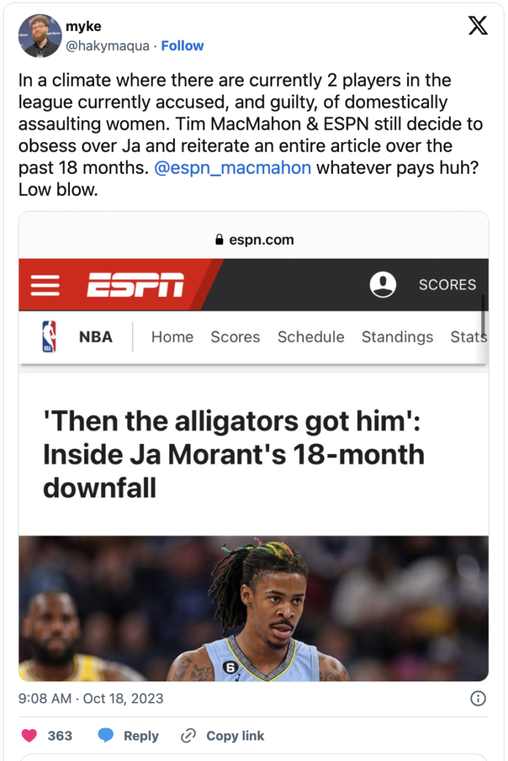 Then the alligators got him' - Inside Memphis Grizzlies star Ja Morant's  18-month downfall - ESPN