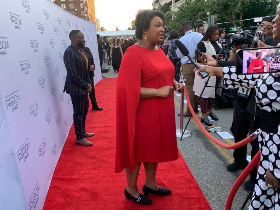 <strong>&ldquo;In my lifetime, I&rsquo;ve watched the right to vote be eroded by those who deny us our agency ... but the call to action is not a threat, it&rsquo;s a promise,&rdquo; said Stacey Abrams, seen here on the red carpet on Oct. 19, 2023. </strong>(Rob Moore/The Daily Memphian)