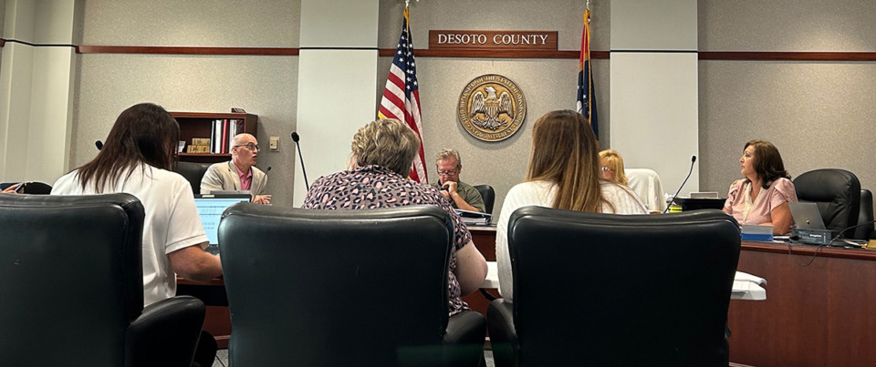 <strong>The DeSoto County Board of Supervisors discuss the 2024 budget at a meeting in August. Two incumbents have challengers this election cycle.</strong> (Beth Sullivan/The Daily Memphian file)