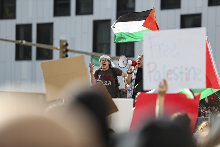 <strong>Seema Rasoul during a rally in support of Gaza and Palestine as they march down Beale Street on Sunday, October 22, 2023.</strong> (Justin Ford/Special to The Daily Memphian)