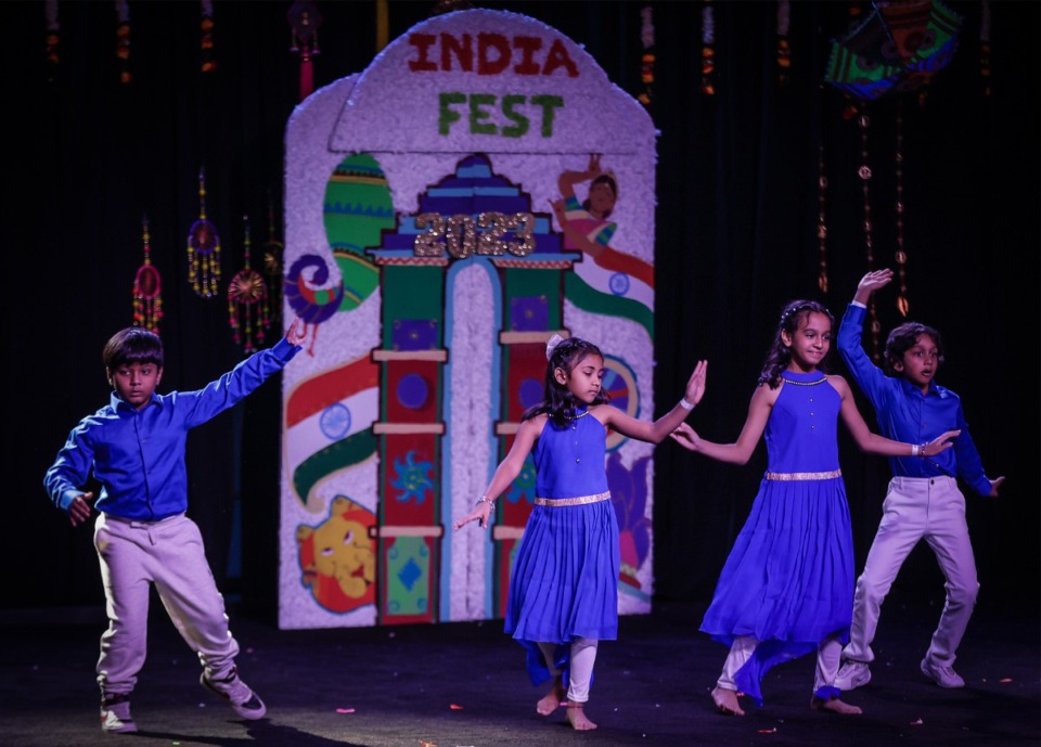 <strong>Children perform a traditional dance on stage at India Fest at the Agricenter Oct. 28, 2023.</strong> (Patrick Lantrip/The Daily Memphian)