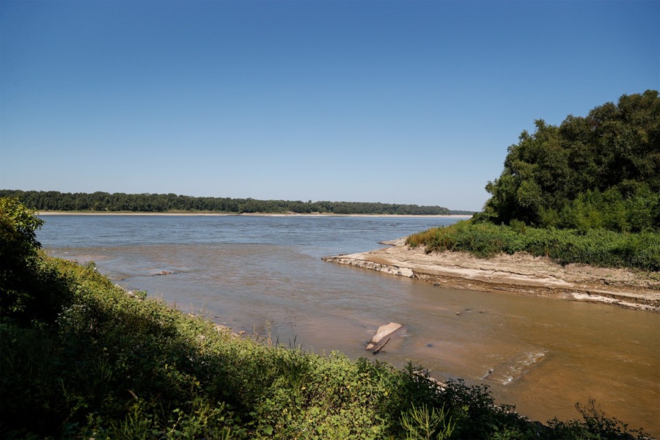 <strong>The Mississippi River (photographed Sept. 15, 2023) hit a new low last month.</strong> (Mark Weber/The Daily Memphian)