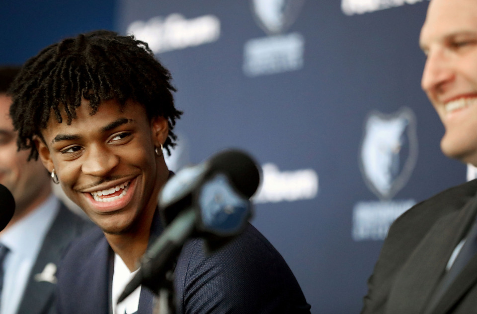 <strong>No. 2 overall NBA Draft pick Ja Morant (with Grizzlies new head coach Taylor Jenkins) was introduced to Memphis during a press conference Friday, June 21, at FedExForum. </strong><span><strong>&ldquo;I&rsquo;m still gonna be the same Ja,&rdquo; said Morant, &ldquo;playing with that chip on my shoulder.&rdquo;</strong>&nbsp;</span>(Patrick Lantrip/Daily Memphian)