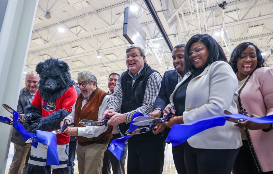 <strong>Memphis Mayor Jim Strickland and other city officials cut the ribbon on the Memphis Sports and Events Center at Liberty Park Dec. 10, 2022.</strong> (Patrick Lantrip/The Daily Memphian file)