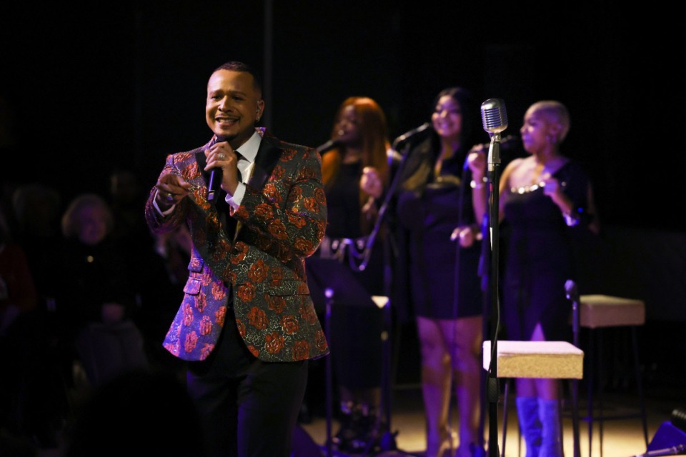 <strong>Kortland Whalum performs at a sold-out show at The Green Room at Crosstown Arts in December 2022.</strong> (Jamie Harmon/Courtesy Crosstown Arts)
