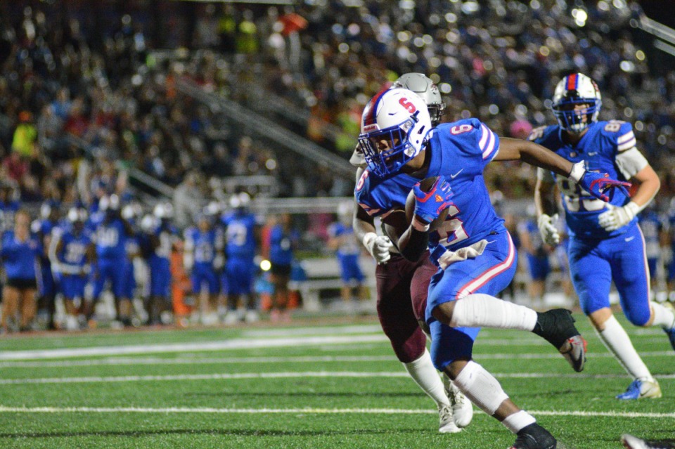 <strong>Geron Johnson of Bartlett (racing to the end zone during a Sept. 1 game) is one of the season&rsquo;s stat leaders.</strong> (Joshua White/Special for The Daily Memphian)