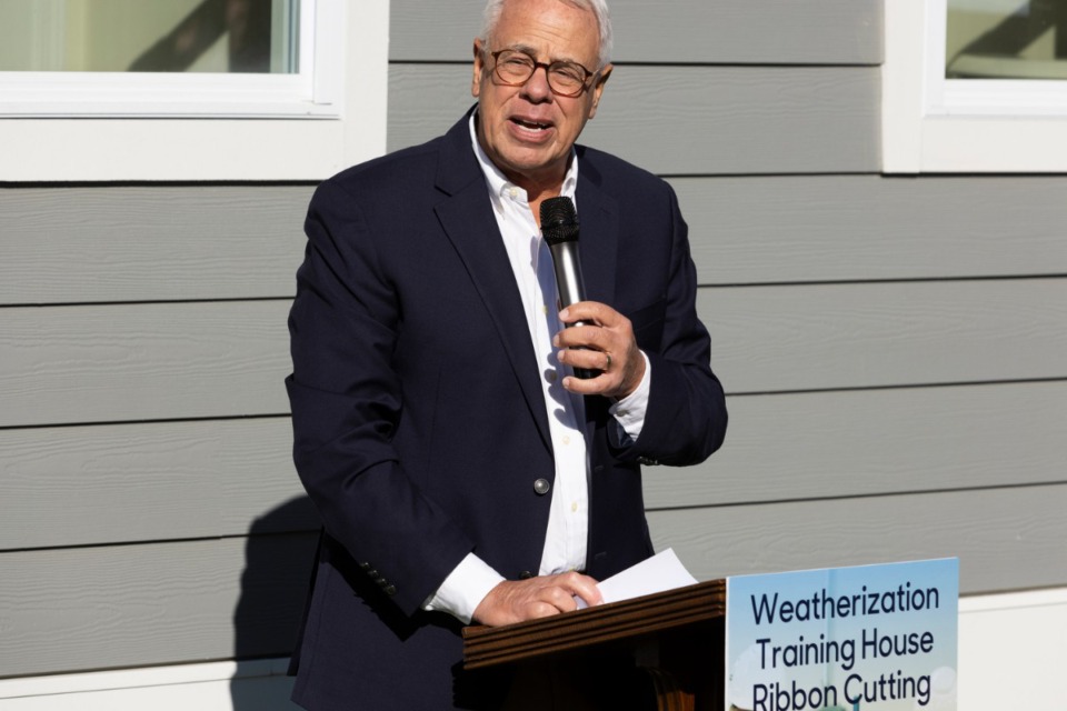 <strong>Skip Redmond, president of Moore Tech, speaks Friday, March 3, 2023, during Moore Tech&rsquo;s ribbon-cutting ceremony opening a program to train contractors in weatherization work. </strong><span class="NormalTextRun SCXW103623133 BCX0"><strong>&ldquo;Weatherization is, undeniably, one of the most valuable investments for any homeowner,&rdquo; he said.</strong>&nbsp;</span>(Brad Vest/Special to The Daily Memphian)