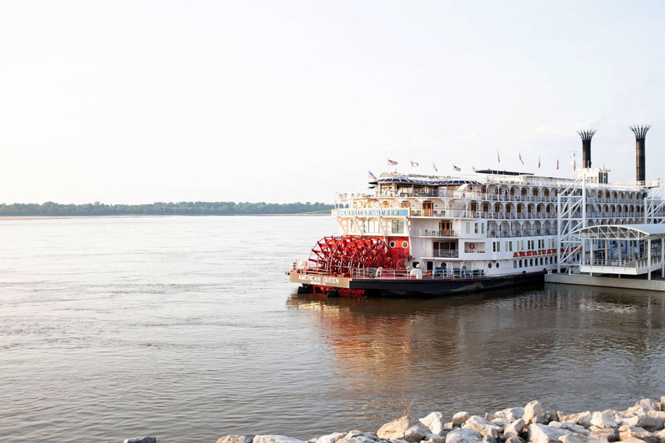 <strong>The American Queen docks in Tunica, Mississippi, May 28 for a final stop before docking in Memphis on Memorial Day.</strong> (Keely Brewer/The Daily Memphian file)
