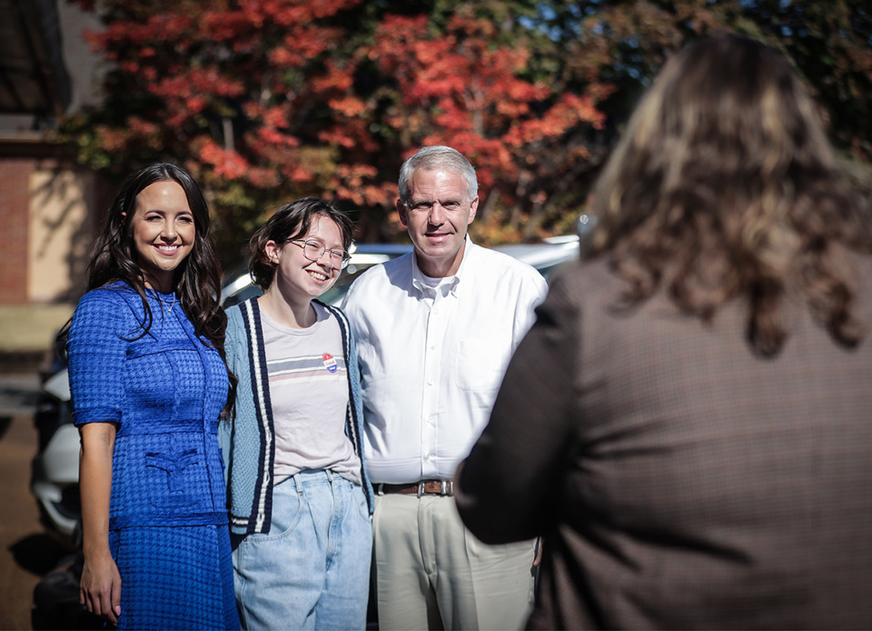 <strong>Democratic Gubernatorial Nominee Brandon Presley, right, poses for a picture with voters in Southaven.</strong> (Patrick Lantrip/The Daily Memphian)