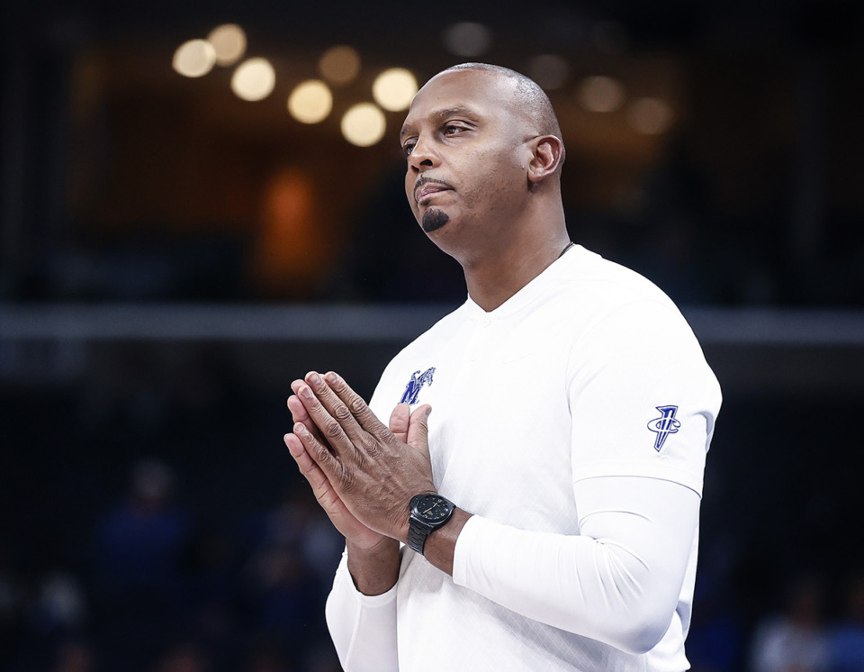 <strong>Tigers head coach Penny Hardaway during action against Wichita State on Thursday, Jan. 19. Hardaway has sat out the first game of a three-game suspension.&nbsp;</strong>(Mark Weber/The Daily Memphian file)