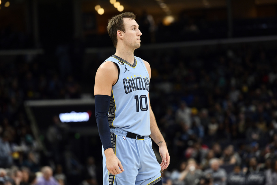 <strong>Memphis Grizzlies guard Luke Kennard (10) plays in the first half of an NBA basketball game against the Utah Jazz Wednesday, Feb. 15, in Memphis.</strong> (Brandon Dill/AP Photo file)