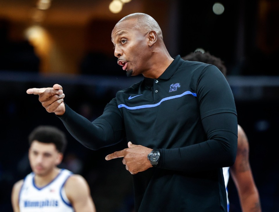 <strong>Memphis Tigers head coach Penny Hardaway on the sidelines during action against LeMoyne-Owen College on Thursday, November 2, 2023</strong>. (Mark Weber/The Daily Memphian)