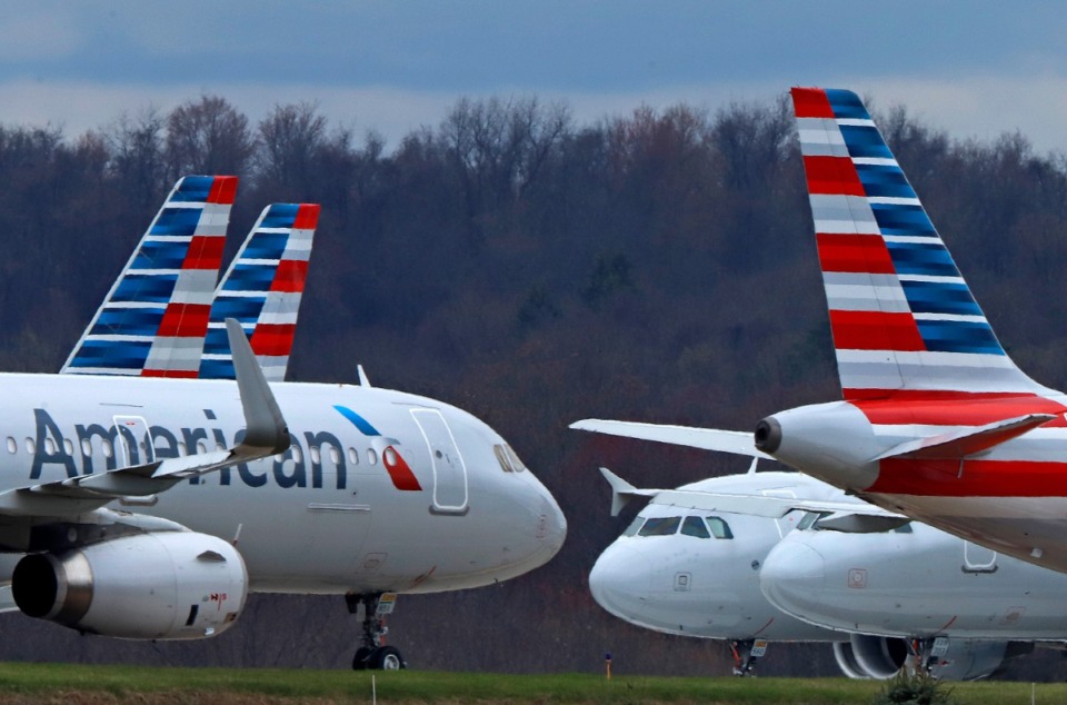 <strong>American Airlines planes sit stored at Pittsburgh International Airport on March 31, 2020, in Imperial, Pa.&nbsp;</strong> (Gene J. Puskar/AP Photo file)