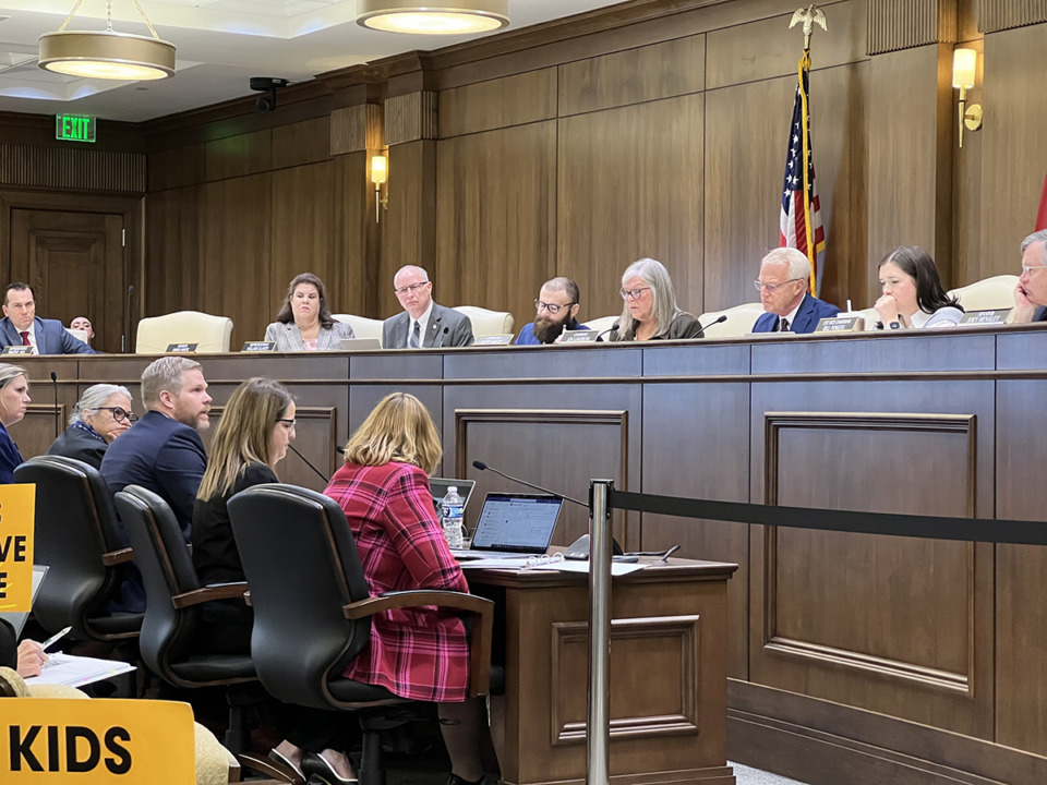 <strong>Tennessee Department of Education officials testify to the General Assembly committee exploring the idea of rejecting federal education funding.</strong> (Ian Round/The Daily Memphian)