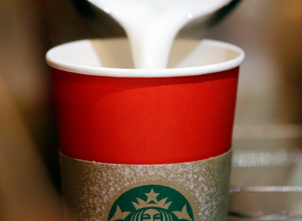 <strong>&ldquo;Red Cup Day,&rdquo; Nov. 16, is one of the busiest days of the year at Starbucks because the company gives out free, reusable red holiday cups with a qualifying purchase. The promotion adds more orders, more responsibility, more customers and no extra staff, employees say.</strong>&nbsp;(AP Photo/Elaine Thompson)