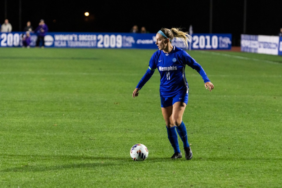 <strong>Memphis&rsquo; Saorla Miller scored one of the Tigers goals against Notre Dame Friday, Nov. 17.</strong>&nbsp;(Brad Vest/The Daily Memphian file)