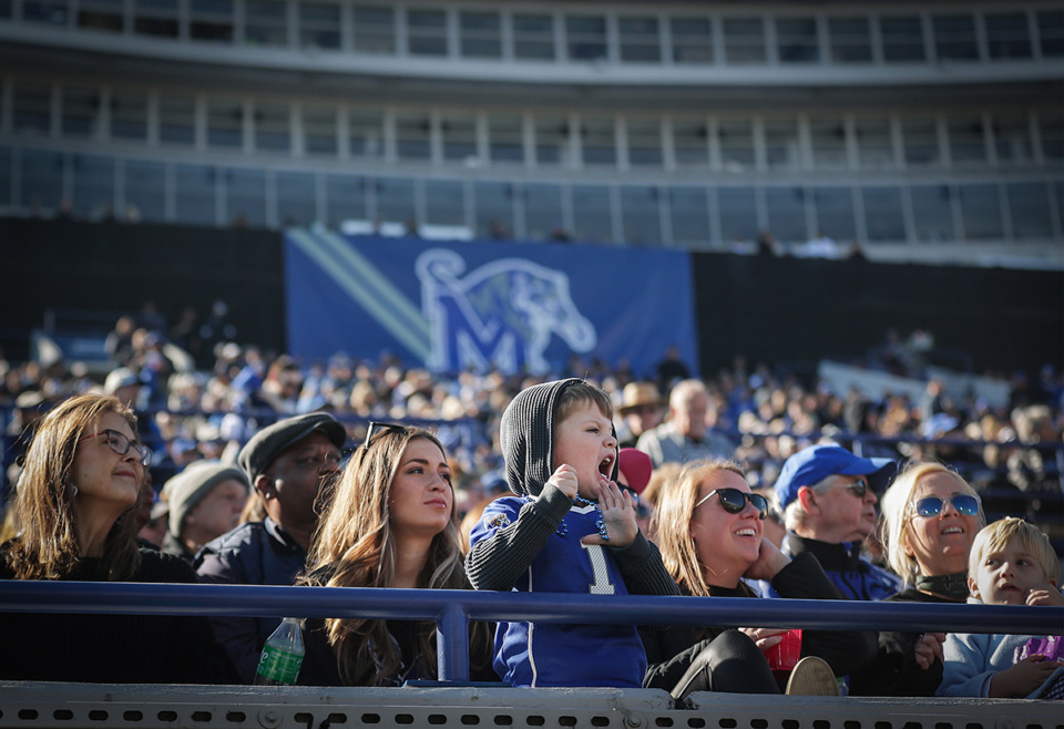 <strong>A young University of Memphis fan gets upset over a call during a Nov. 18 game against SMU.</strong> (Patrick Lantrip/The Daily Memphian)