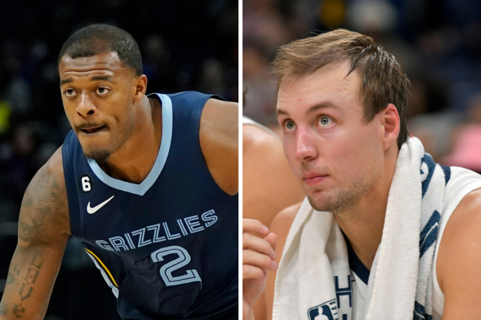 <strong>From left to right: Memphis Grizzlies players Xavier Tillman Sr. and Luke Kennard.</strong> (Brandon Dill/AP Photo file)