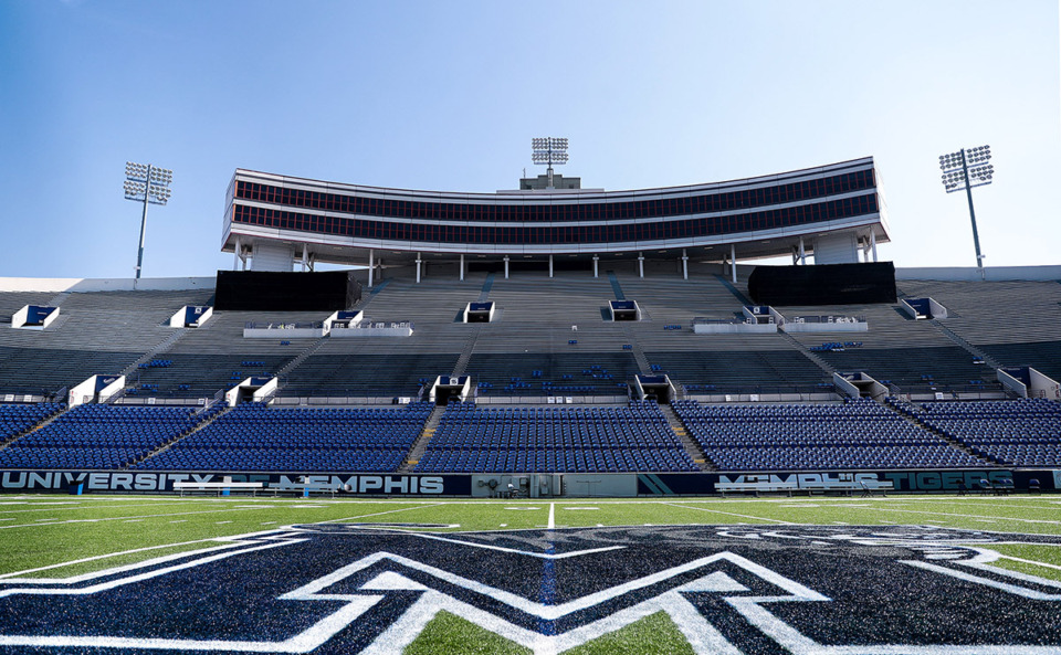 <strong>A new field awaits the Tigers' home opener at the Simmons Bank Liberty Stadium Sept. 16, 2022.</strong> (Patrick Lantrip/The Daily Memphian file)