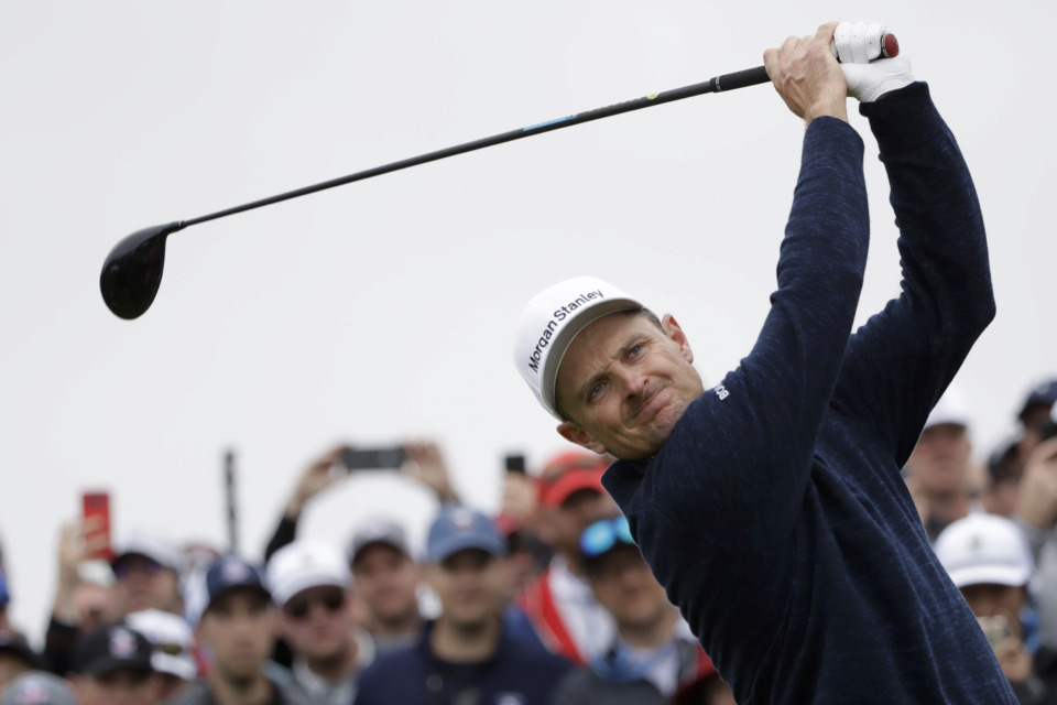 <strong>Justin Rose watches his tee shot on the ninth hole during the final round of the U.S. Open Championship golf tournament June 16, 2019, in Pebble Beach, Calif. Rose has committed to play the World Golf Championships-FedEx St. Jude Invitational&nbsp;next month at TPC Southwind.</strong> (AP Photo/Marcio Jose Sanchez)