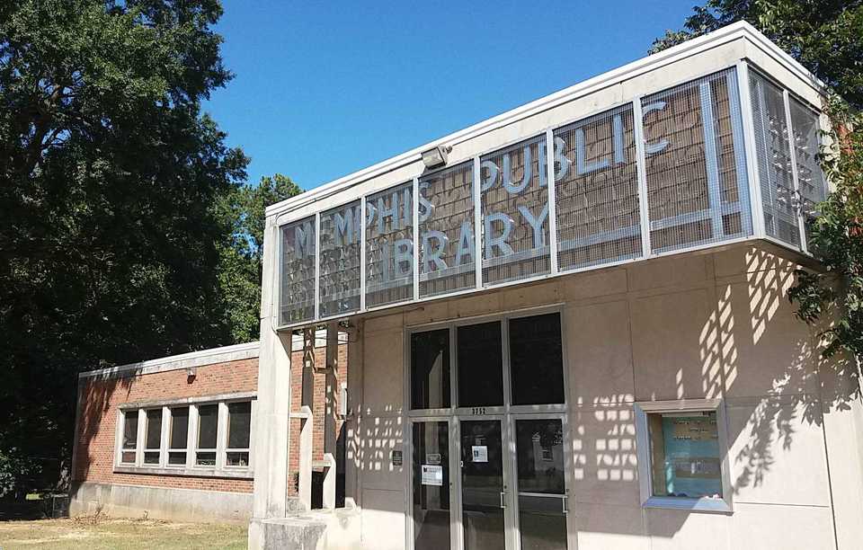 <strong>Memphis Library Foundation's first updates to Randolph Library is removing the sign's metal frame and adding lighting and a blue background.</strong> (Submitted by the Memphis Library Foundation)