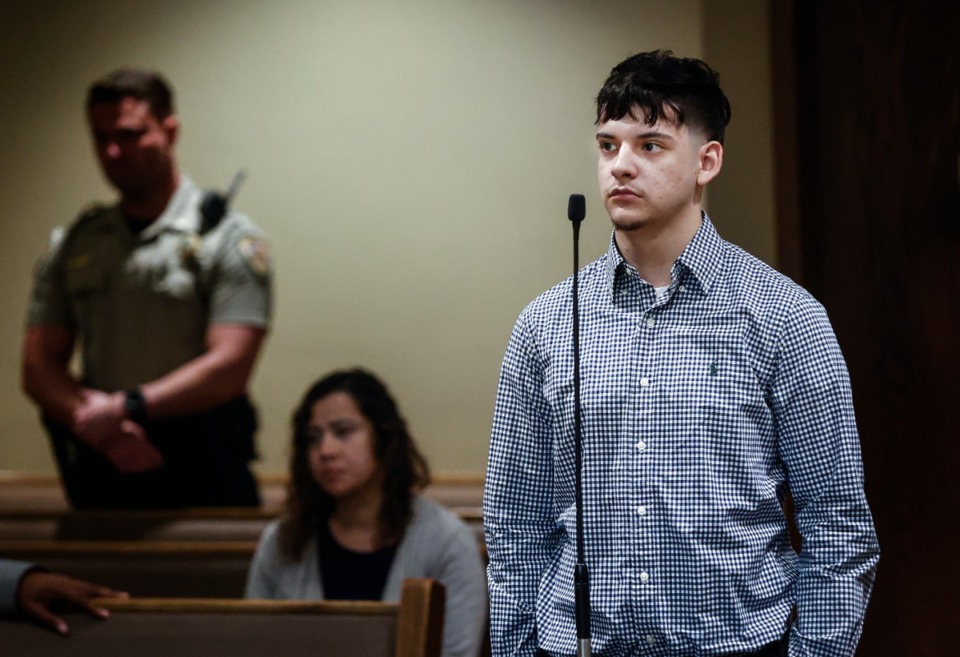 <strong>Miguel Andrade appears in Judge Paula Skahan's courtroom on Wednesday, April 19, 2023. Andrade was expected to accept a plea agreement at Thursday&rsquo;s hearing, but showed up with new legal counsel who requested a delay, on Nov. 30.</strong> (Mark Weber/The Daily Memphian)