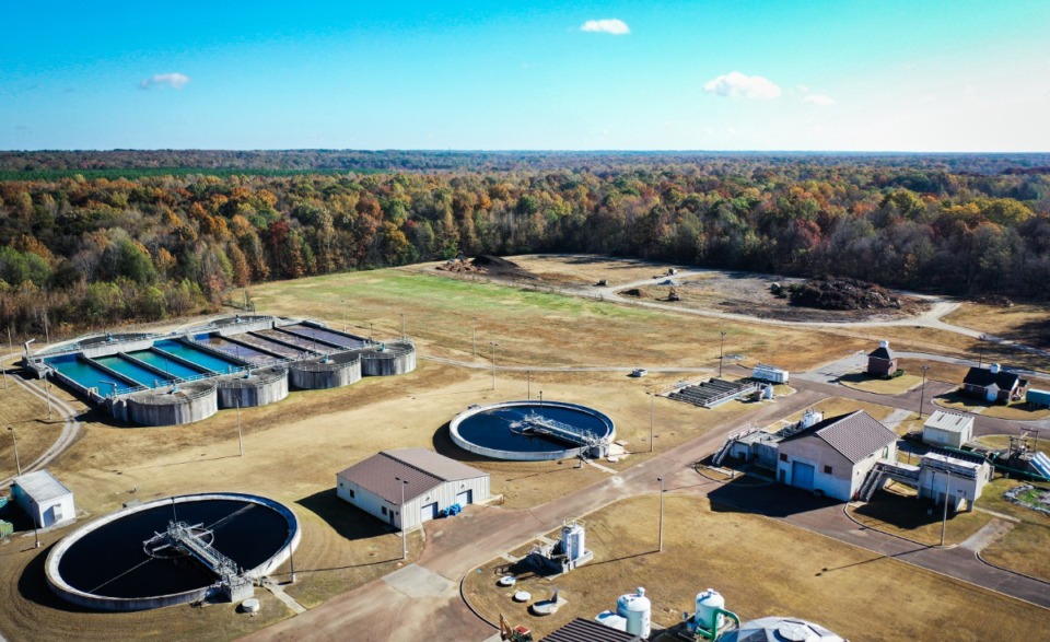 <strong>An aerial view of the Collierville Wastewater Treatment Plant Nov. 8, 2023.</strong> (Patrick Lantrip/The Daily Memphian file)