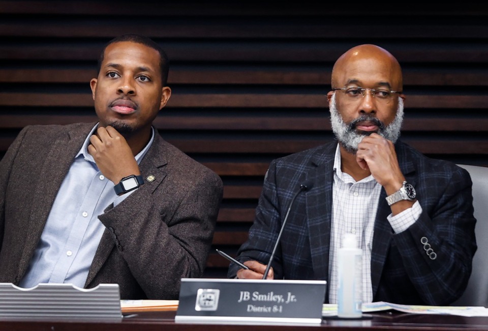 <strong>Memphis City Council Chairman&nbsp;Martavius D. Jones (right)&nbsp; and council member JB Smiley both traveled with other council members to Washington twice this year. In the last 18 months, the council has spent more than $66,000 on travel.</strong> (Mark Weber/The Daily Memphian file)