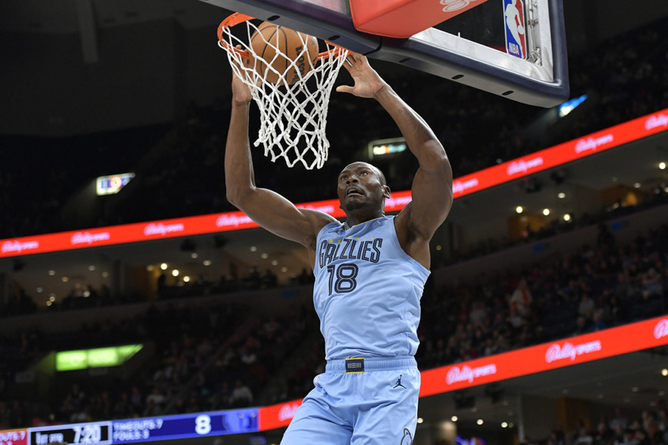 <strong>Chris Herrington considers the fates of Bismack Biyombo (18 in photo), Jaylen Nowell and Vince Williams Jr. when Ja Morant returns from suspension in two weeks. </strong>(Brandon Dill/AP Photo)