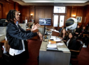 <strong>Memphis Grizzlies player Ja Morant, demonstrates a chest pass, while testifying in Judge Carol Chumney&rsquo;s civil court on Monday, Dec. 11, 2023.</strong>&nbsp;(Mark Weber/The Daily Memphian)