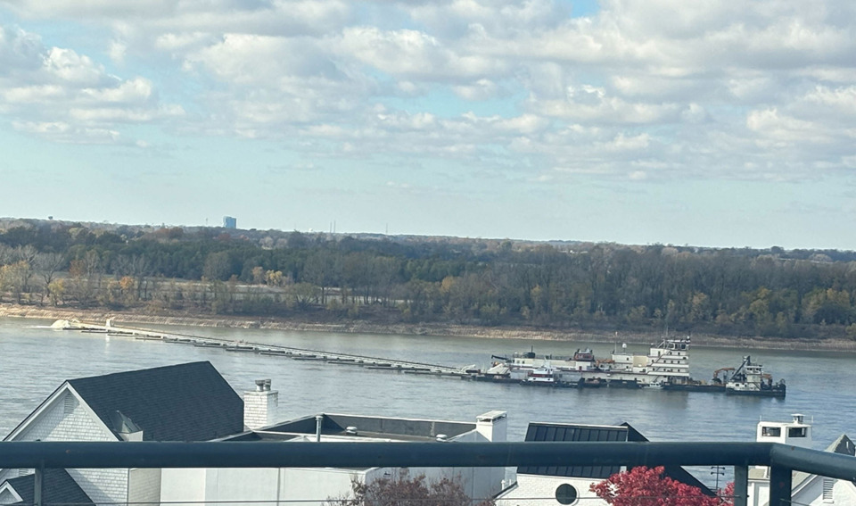<strong>In November 2023, dredging was occurring on the Mississippi River outside Memphis.</strong> (Mary Cashiola/The Daily Memphian)